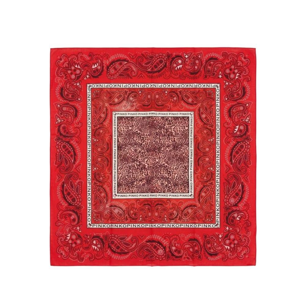 Pinko Women's Red Cotton Paisley Bandana Scarf